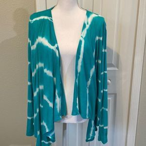 Brisas Long Sleeve Tie Dyed Turquoise Wrap L
